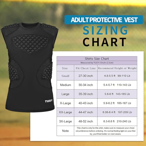 Men's Football Rib Protector Vest Heart Sternum Chest Shoulder Guard Padded Shirt for Aldult Rugby Softball - size: X-Large