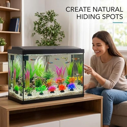20Pcs Fish Tank Decorations Set, Mini Aquarium Plants, Fish Tank Decor, Small Fish Tank Decorations for Home and Office Aquariums