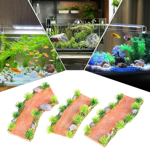 Aquarium Pathway - 3-Piece Landscaping Sculpture Fairy Bridge | Fish Tank Stone Ornament Pathway | for Freshwater Saltwater Shrimp Living Room Bedroom Study Home Kitchen School Office Gym Hotel Party