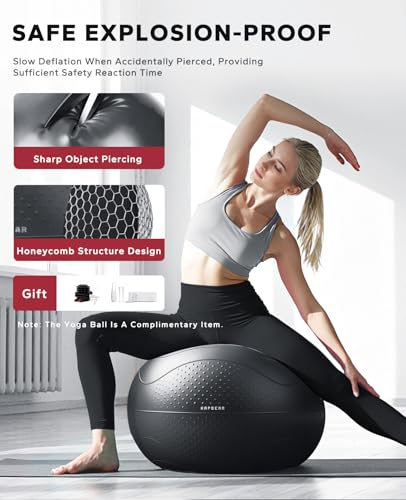 HAPBEAR Yoga Wheel Set with Exercise Ball, 12'' Back Roller Wheel for Back Pain Relief, Foam Roller for Back Stretching, Physical Therapy & Muscle Massage | Supports back stretching, balance, mobility and muscle massage for yoga, home workouts and post-ex