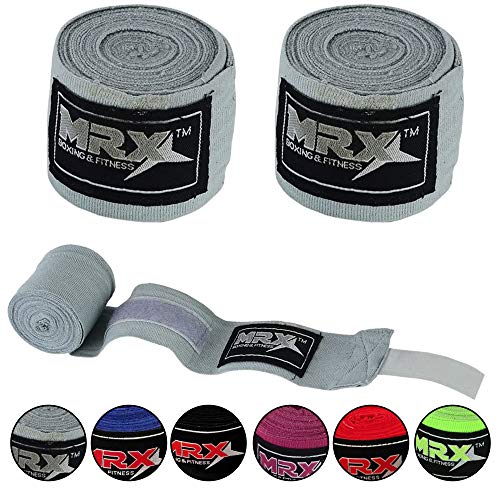 Boxing Hand Wraps 100% Cotton Multi Colors Great for MMA Boxing Muay Thai Kick Boxing Training Wris Support Wraps 180 Inches Length - color: Gray