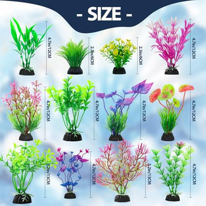 94 Pcs Fish Tank Plants Aquarium Decorations,Used for Household and Office Aquarium Simulation Plastic Hydroponic Plants