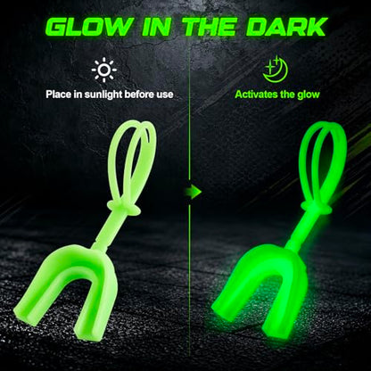 Dunzy 10 Pcs Football Mouth Guard with Strap - color: Glowing Green, size: Adult