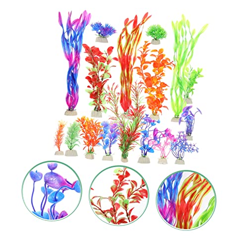 LIOOBO 17pcs Fake Aquarium Plant Water Grass Adornment Realistic Desktop Decoration for Home Fish Tank Accessory