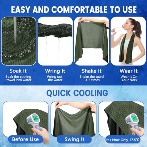 Hosuly 100 Pack Cooling Towels, 40"x12" - color: Olive Green