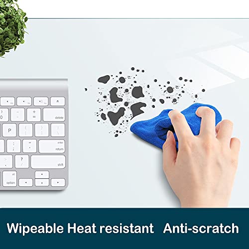 Clear Desk Mat Blotter Protector Vinyl Top Office Home Table Desk for Laptop Computer Desktop Keyboard 16x32 In Plastic Crystal Wipeable Non-glare Mat Waterproof with Mouse Pad - size: 16 x 32 inch