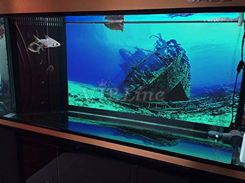 Large Shipwreck Aquarium Background Poster HD Fish Tank Ornament Landscape (30" x 18"/ 76 x 46cm)