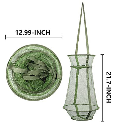 Collapsible Fish Basket Mesh Fish Trap Portable Fish Cage Foldable Fishing Keep Net for Keeping Fish Alive, Bait Storage Crayfish Crab Minnows Shrimps Lobsters