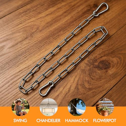 Heavy Duty Stainless Steel Chain, 20 Inch Stainless Steel Swing Chain with 2 Carabiners, Security Chain Suitable for Boxing Punching Bag, Porch Swing Hammock Chair Hanging - color: 30 Inch 1 Pcs
