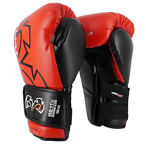 RIVAL Boxing RS11V Evolution Sparring Gloves, Extra-Thick 2” Padding, V-Strap Wrist Lock 2 System, Large Hand Compartment, and 15 Degree Angle Cuff - color: Red, size: 18 oz.