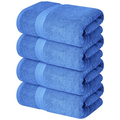 Infinitee Xclusives 100% Ring-Spun Cotton Bath Towels for Bathroom - Pack 4 - color: Eloquent Blue, size: Bath Towels - 4 Pack