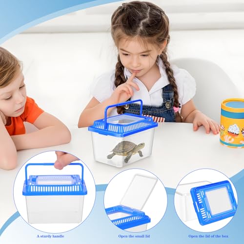 VOSAREA Portable Turtle Carrying Tank Plastic Aquarium Fish Tank with Lid for Home Use Small Reptile Travel Storage Box