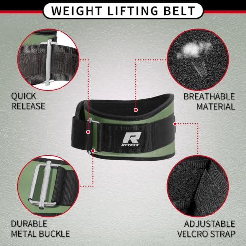 RitFit Weight Lifting Belt 6 Inch for Squats Deadlift Strength Training - color: Green, size: S(26"-32")