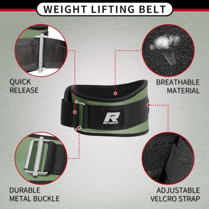 RitFit Weight Lifting Belt 6 Inch for Squats Deadlift Strength Training - color: Green, size: S(26"-32")