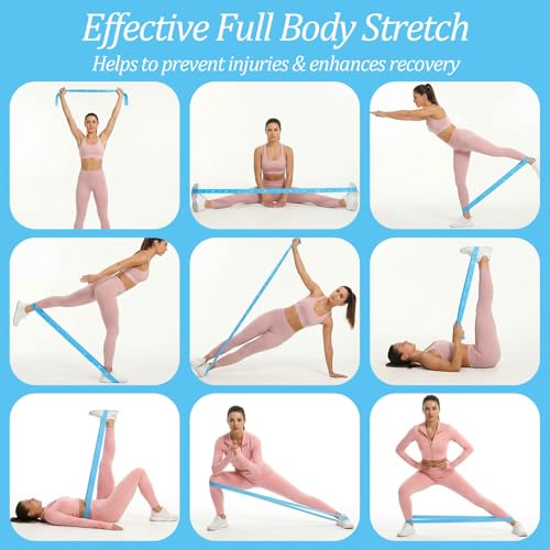 Elastic Yoga Stretching Strap with 12 Loops, Multi-Functional Stretch Band for Pilates with 12 Loops, Stretch band Yoga Strap with Loop for Dance, Gymnastics, Flexibility & Resistance Training, Ballet