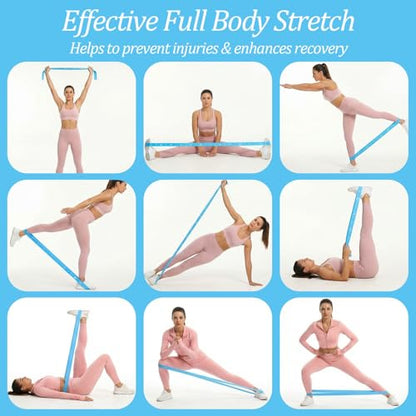 Elastic Yoga Stretching Strap with 12 Loops, Multi-Functional Stretch Band for Pilates with 12 Loops, Stretch band Yoga Strap with Loop for Dance, Gymnastics, Flexibility & Resistance Training, Ballet