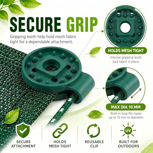 Frienda 30 Pcs Green Round Shade Cloth Plastic Clips Reusable Heavy Duty Sunshade Fabric Net Clips Attachment and Placement for Sun Shade Net Anti Bird Garden Waterproof Netting Accessories - color: Green