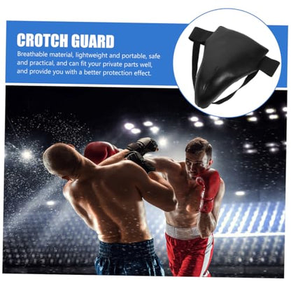 Integrated Groin Protector for Martial Arts Training, Black PU