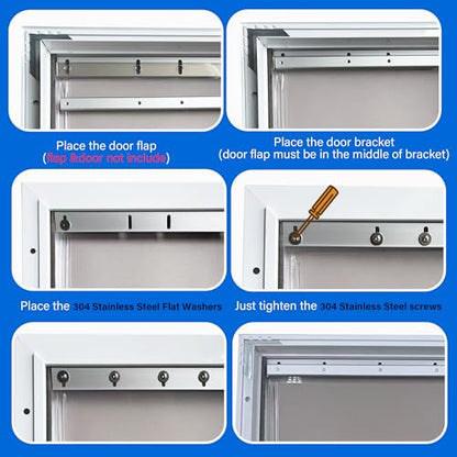 1 PCS Extra Large Aluminium Alloy Pet Door Flap Replacement Bracket Compatible with PetSafe Dog Door Replacement Flaps PAC11-11040 - Easy Installation with 304 Stainless Steel Flat Washers & Screws