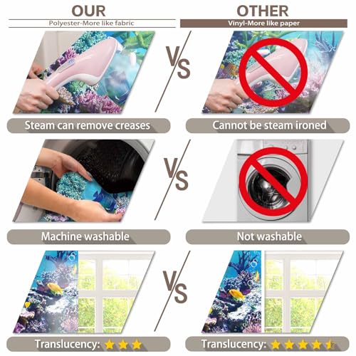 8x6ft Fabric Under The Sea Photography Backdrop Aquarium Underwater World Tropical Fish Coral Reef Background Mermaid Birthday Baby Shower Party Decorations Photo Banner Props - size: 8'x6'