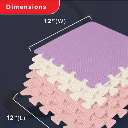 We Sell Mats Interlocking Foam Floor Tiles - 3/8" Thick Pink/Purple 18-Pack - color: Lilac Mix, size: 18 Square Feet (18 Tiles)