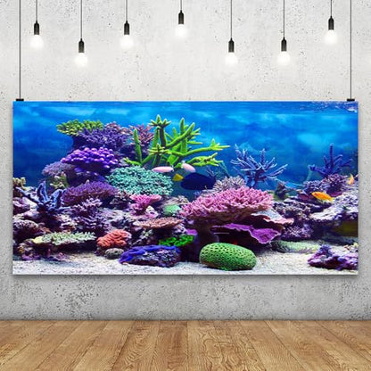 15x8ft Under The Sea Backdrop Underwater Seascape Coral and Fish Aquarium Large Photography Background Marin Ocean Diving Atoll Reef Summer Birthday Adult Portrait Photoshoot Studio Props - size: 15x8ft
