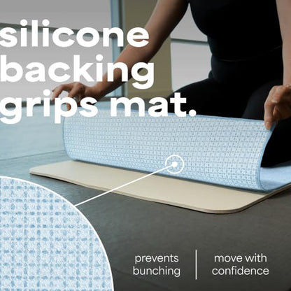 S&T INC. Aura Microfiber Yoga Mat Towel with Grip, 24" x 72", Blue - color: Blue