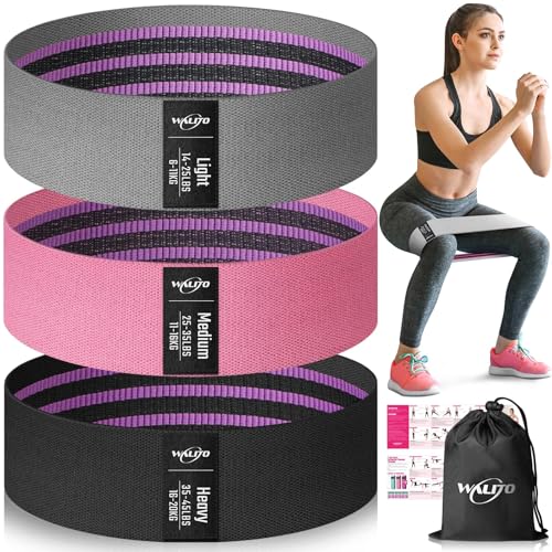 Fabric Resistance Bands for Working Out, Exercise Bands for Glutes and Legs | Workout Band for Women and Men, Elastic Booty Band Set for Squats, Hip, Thigh, Yoga, Pilates, Rehab, Fitness and Home Workout - color: 3.Grey,Pink,Black
