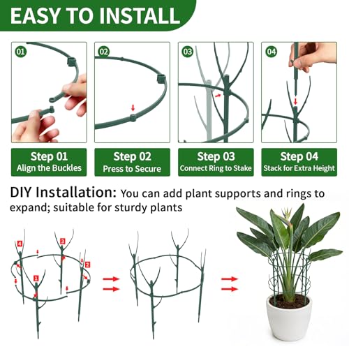 30Pcs Stackable Monstera Plant Support Stakes for Indoor Plants, Climbing Plant Support Kit with Stem Supports & Garden Wire for Philodendron, Pothos & Vine Plants