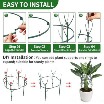 30Pcs Stackable Monstera Plant Support Stakes for Indoor Plants, Climbing Plant Support Kit with Stem Supports & Garden Wire for Philodendron, Pothos & Vine Plants