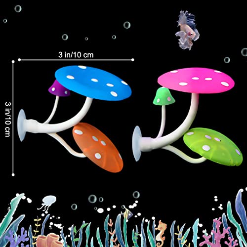 5 pcs Betta Mushroom Hammock + Leaf Pads Fish Tank Silicone Soft Aquarium Fish Playing Pads with Suction Cup Aquarium Ornament Fish Tank Decorations Accessories (Mushrooms+Leaves)