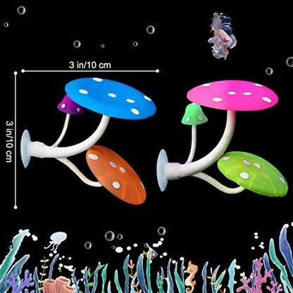 5 pcs Betta Mushroom Hammock + Leaf Pads Fish Tank Silicone Soft Aquarium Fish Playing Pads with Suction Cup Aquarium Ornament Fish Tank Decorations Accessories (Mushrooms+Leaves)