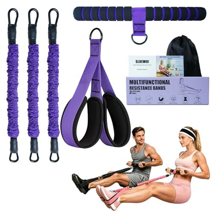 Pedal Resistance Band with Handle, 90Lbs Pedal Resistance Band - color: Purple