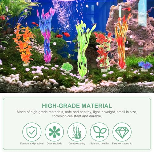 17pcs Artificial Aquarium Plants Fake Aquatic Grass Simulation Decor Fish Tank Accessories for Freshwater and Saltwater Tanks Safe Material Home and Desktop Decoration