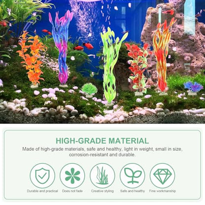 17pcs Artificial Aquarium Plants Fake Aquatic Grass Simulation Decor Fish Tank Accessories for Freshwater and Saltwater Tanks Safe Material Home and Desktop Decoration