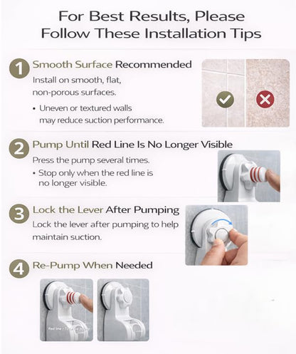 Pump&fix 45 Degrees Adjustable Handheld Shower Head Holder Suction Cup Wall Mount Bracket