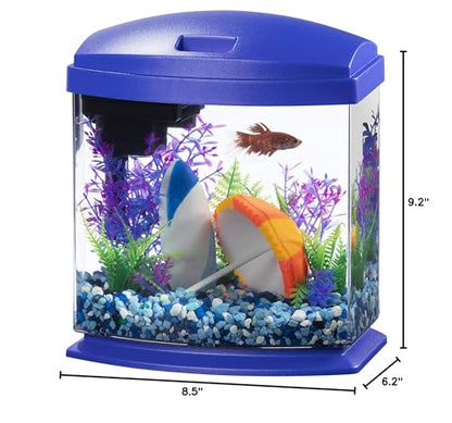 Aqueon LED MiniBow Small Aquarium Fish Tank Kit with SmartClean Technology, Blue, 1 Gallon