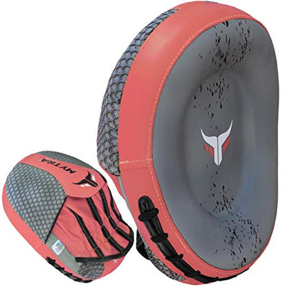 Mytra Fusion Real Leather Target Focus Mitt for Boxing, Punching, Training and Kick Boxing - color: Grey/Pink