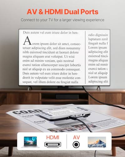 VEVOR Portable Digital Magnifier, 5-inch HD Electronic Video Magnifier for Low Version, 2X - 48X Electronic Reading Aid with 13MP Near & Far Dual Lens, 26 Color Mode, AV/HDMI Output & Foldable Handle
