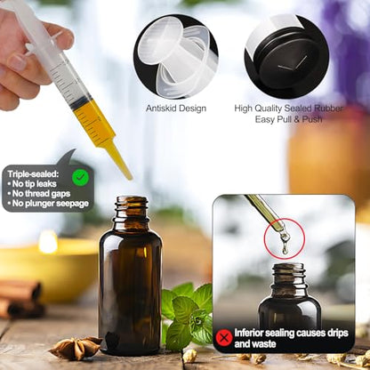 20ml Syringe with Cap, 10 Pack Large Plastic Syringes without Needle for Liquid, Scientific Labs, Measurement, Pet Feeding, Ink Refilling, Irrigation Water