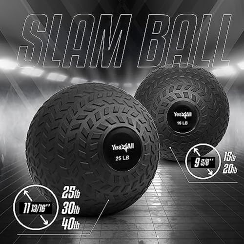 Yes4All Sand-Filled Slam Ball for Strength Training - color: Black, size: 40lbs