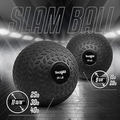 Yes4All Sand-Filled Slam Ball for Strength Training - color: Black, size: 40lbs