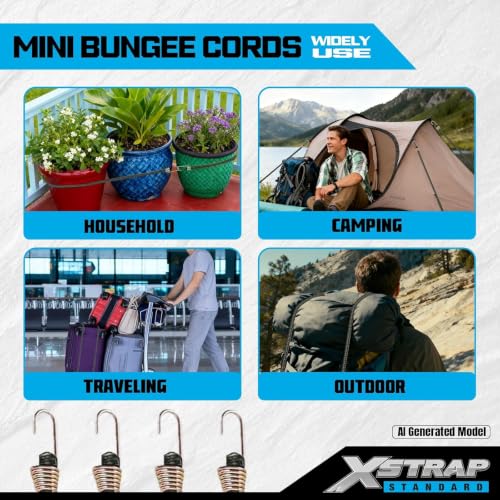 XSTRAP STANDARD 20 Pcs Mini Bungee Cords with Hook, 10-Inch Elastic Straps - color: Camouflage