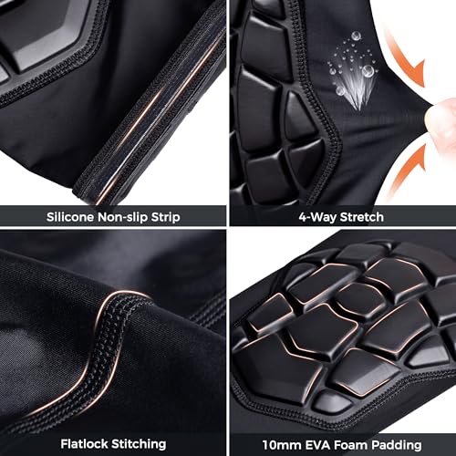 COOLOMG Football Knee Pads Wrestling Basketball Volleyball Youth Kids Adult | Protective Knee Compression Sleeves - color: Solid Black, size: Medium