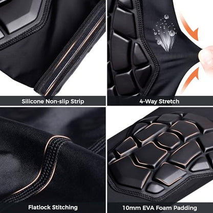 COOLOMG Football Knee Pads Wrestling Basketball Volleyball Youth Kids Adult | Protective Knee Compression Sleeves - color: Solid Black, size: Medium