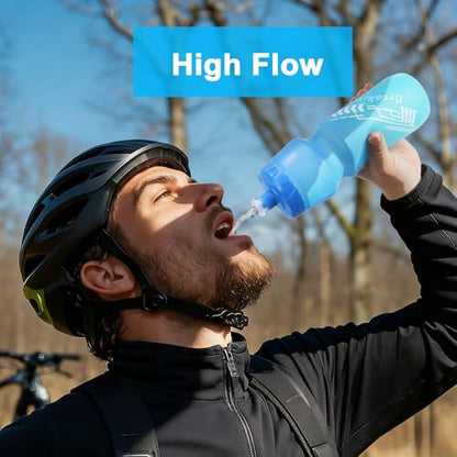 Mtb Bike Water Bottle 750ml Leakproof Squeeze, Dishwasher Safe | BPA Free 24oz Bicycle Mountain Bottles 24 OZ Design for Cycling Riding, Running Outdoor Sports 2 Pack - color: Black/White+Blue/Green(2 PC)
