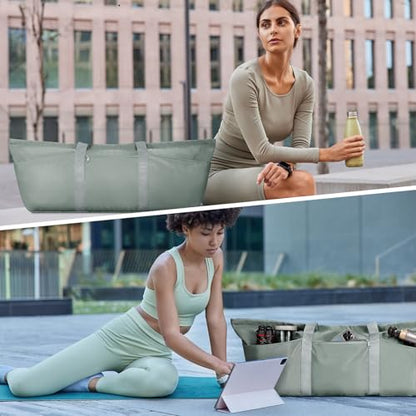 sportsnew Large Yoga Mat Bag Trolley Sleeve Gym Carrier Shoe Bag Wet Pocket - color: Greenish Grey
