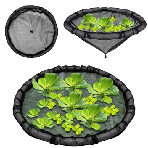 Floating Flora Fish Barrier, 17.7inch Round Floating Pond Corral Island with Lifting Ring, Netting Fine Mesh Water Features Decor for Plant Protector Garden Fish Pond Decoration Home