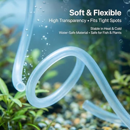 Aquarium Airline Tubing 3/16” Standard Air Hose, Flexible and Kink Resistant Tubing for Fish Tank Air Pump, Safe for Freshwater and Saltwater Aquariums-6.5 Feet