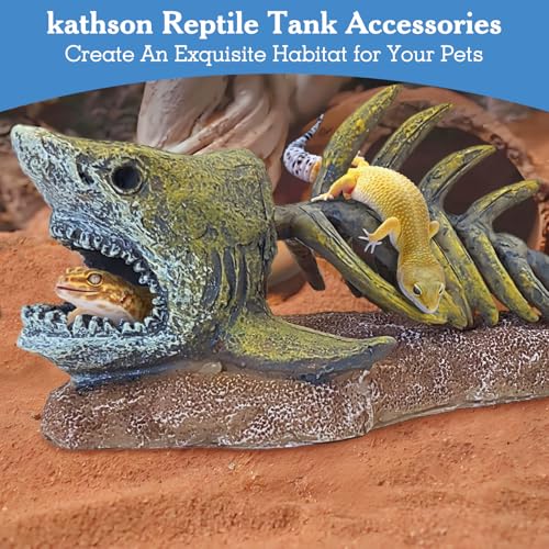 Fish Tank Decorations Resin Shark Skeleton Aquarium Decor Reptile Tank Accessories Ornament Fish Bone Hideout for Shrimp Lizards Geckos Spiders - style: Shark Skeleton